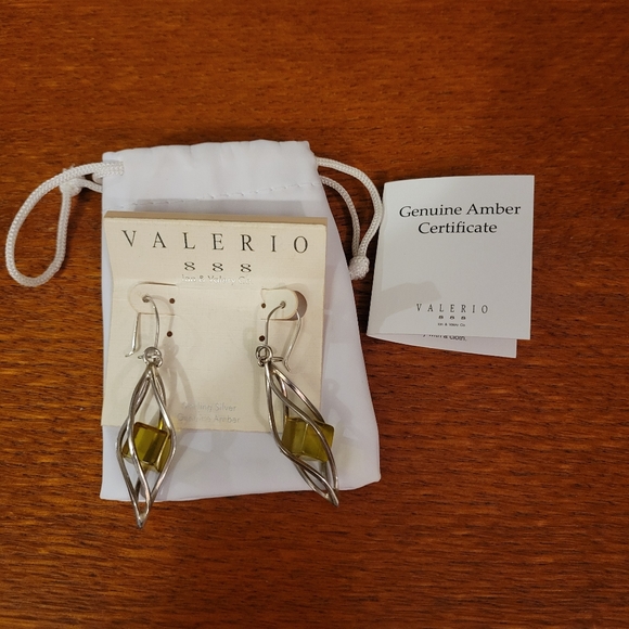 Valerio 888 Sterling and Amber Earrings - Picture 2 of 3